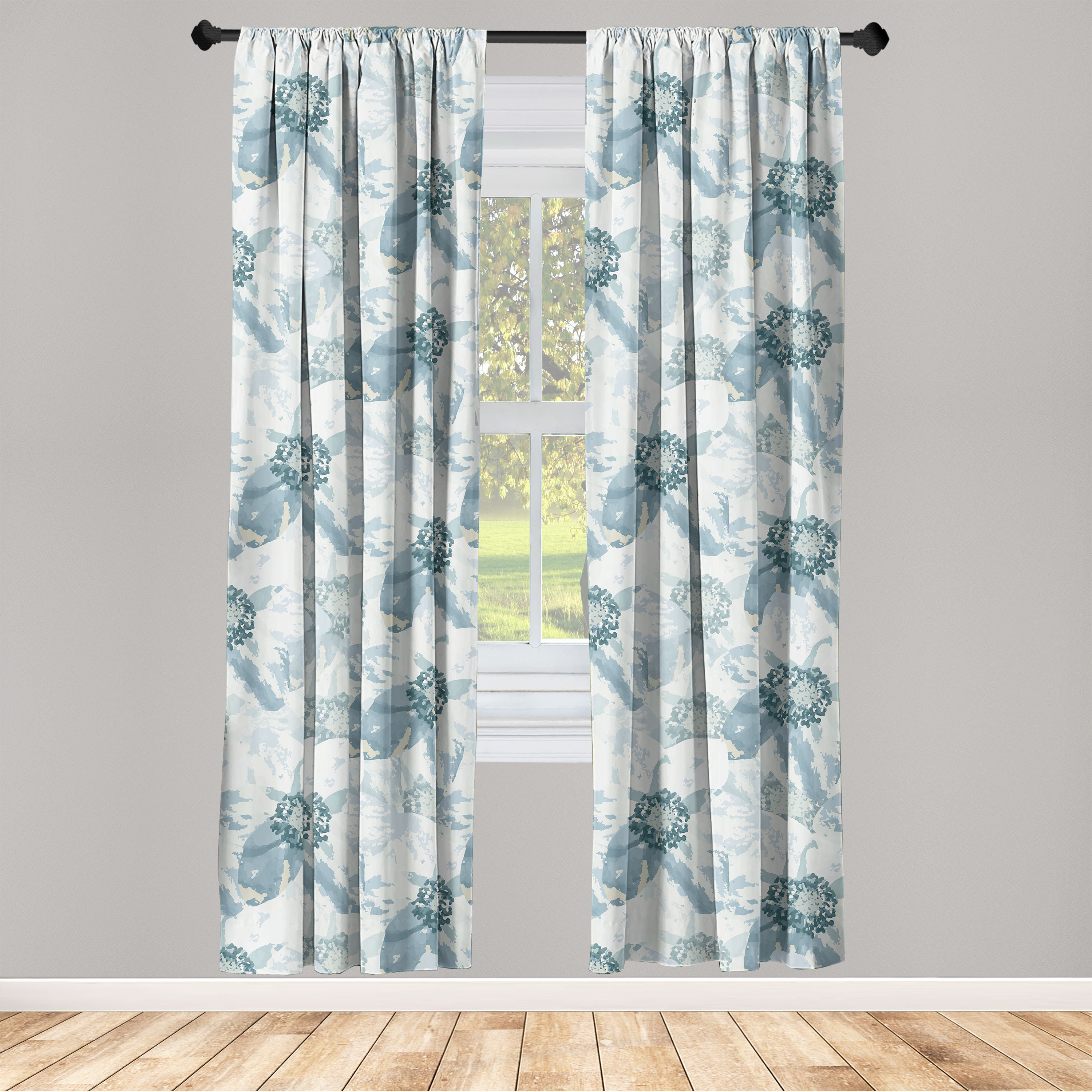 3D Blue Flowers 6324 Assaf Frank Curtain Curtains Drapes
