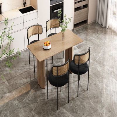 Velvet Upholstered Side Chair in Black