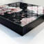 Key storage box, Opens to the right, 30x30x5, Black, Stunning flowers on a dark background, 