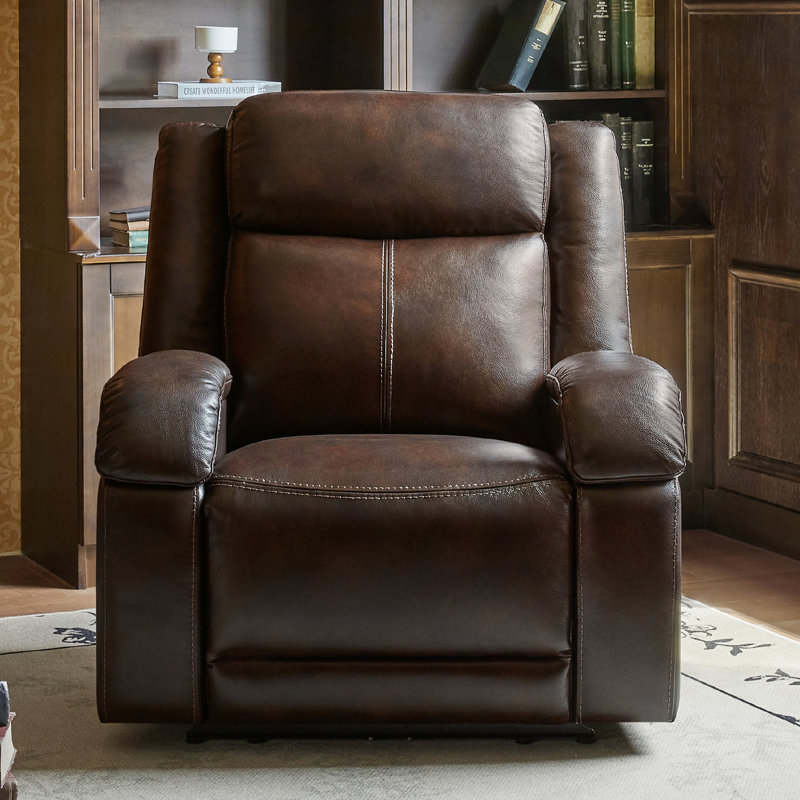 Fauteuil inclinable électrique Zachery, Cuir véritable brun