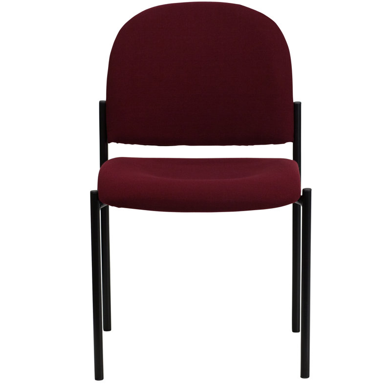 Burgundy Fabric and Vinyl Stackable Metal Side Chair