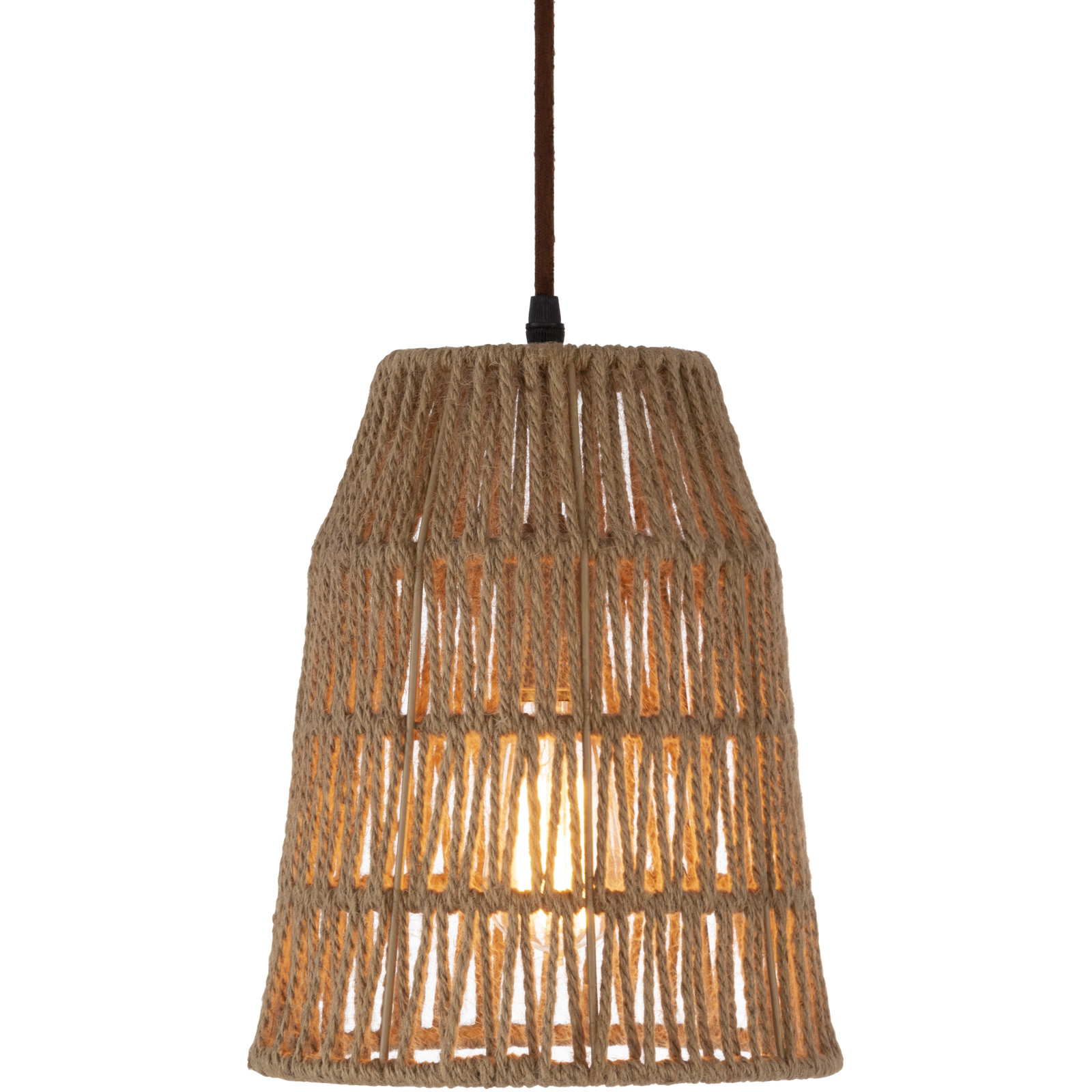 Single Light Rattan Plug-in Pendant