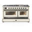 Majestic III Series 60 Inch Dual Fuel Range with 7 Sealed Burners, Griddle, in Blue Grey (Liquid Propane, Burnished Trim)-117886138-117886141-117886139