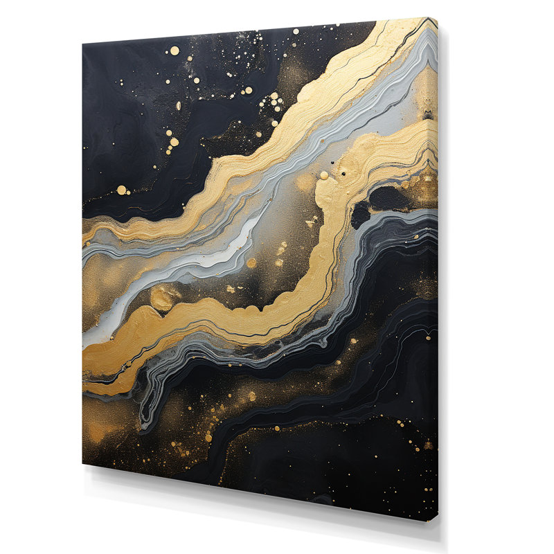 " Black And Gold Abstract Meditation ", 20" H x 12" W x 1" D, Wrapped Canvas