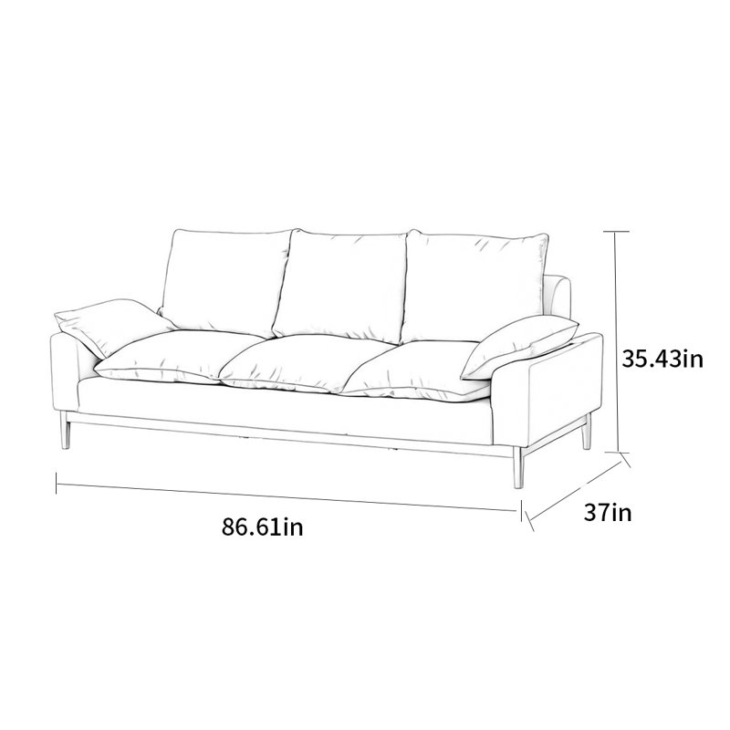 Nordic simple solid wood fabric sofa, Yellow