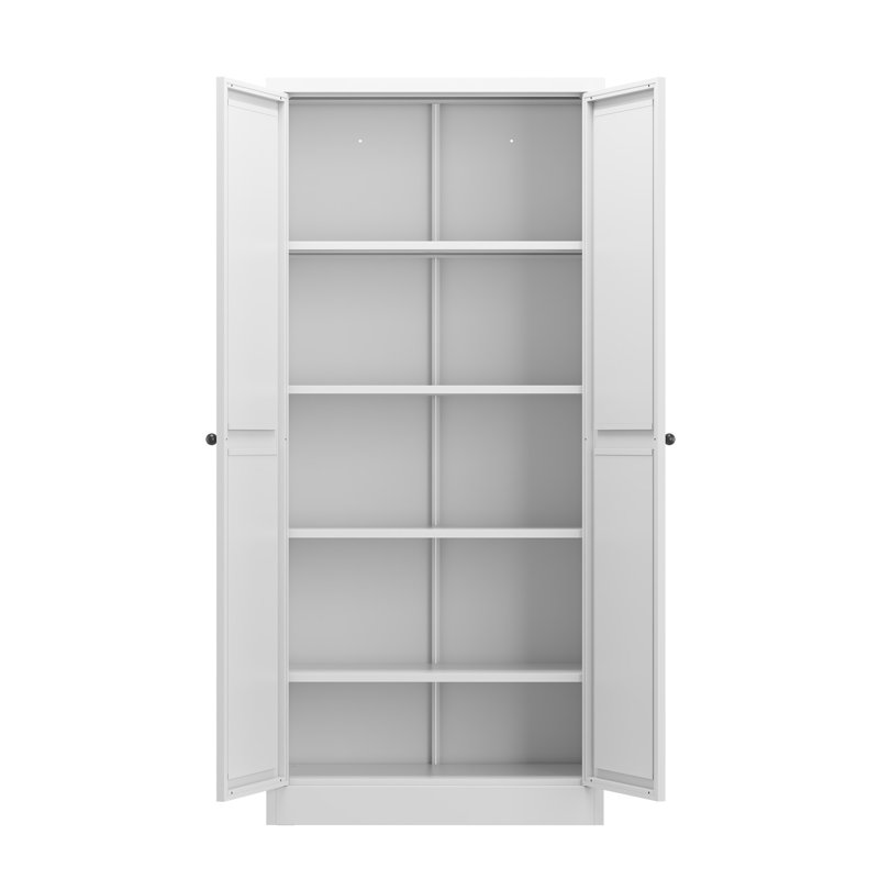 Garde-manger de 61 po en métal blanc, organisateur de rangement robuste avec tablettes réglables et capacité de 110 lb | Idée cadeau
