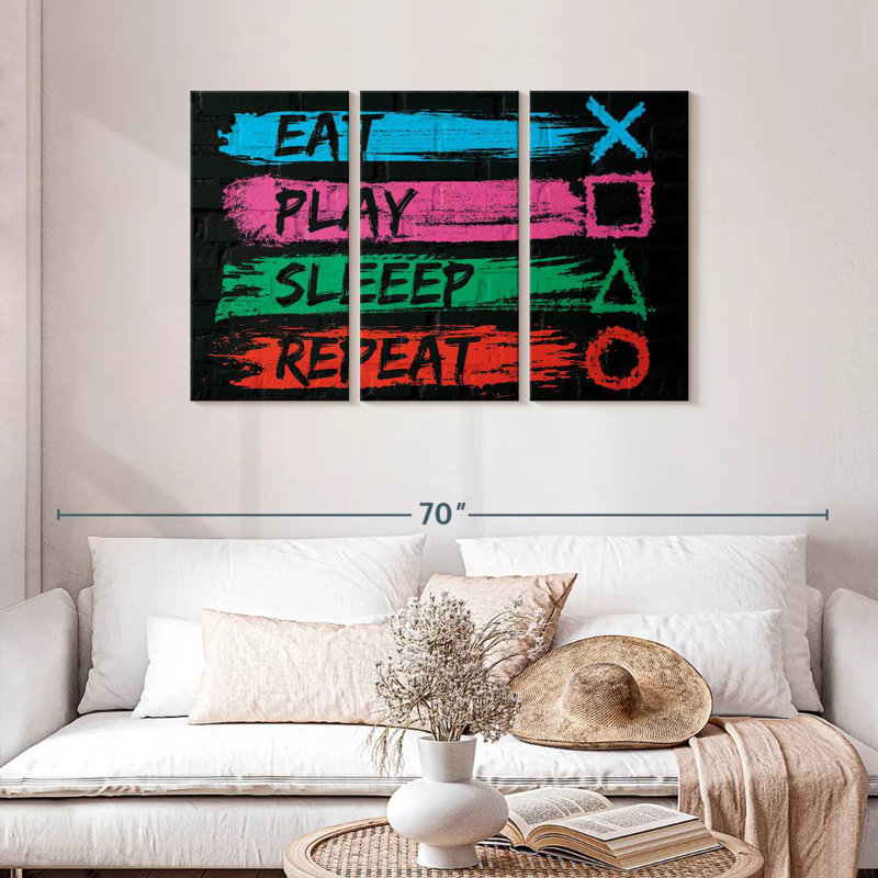 Senne Eat Play Sleep Repeat, 28" H x 45" W