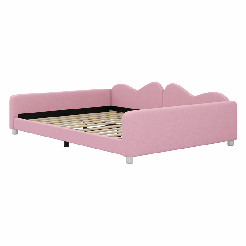 Lit de jour rembourré avec dossier en forme de nuage, Rose