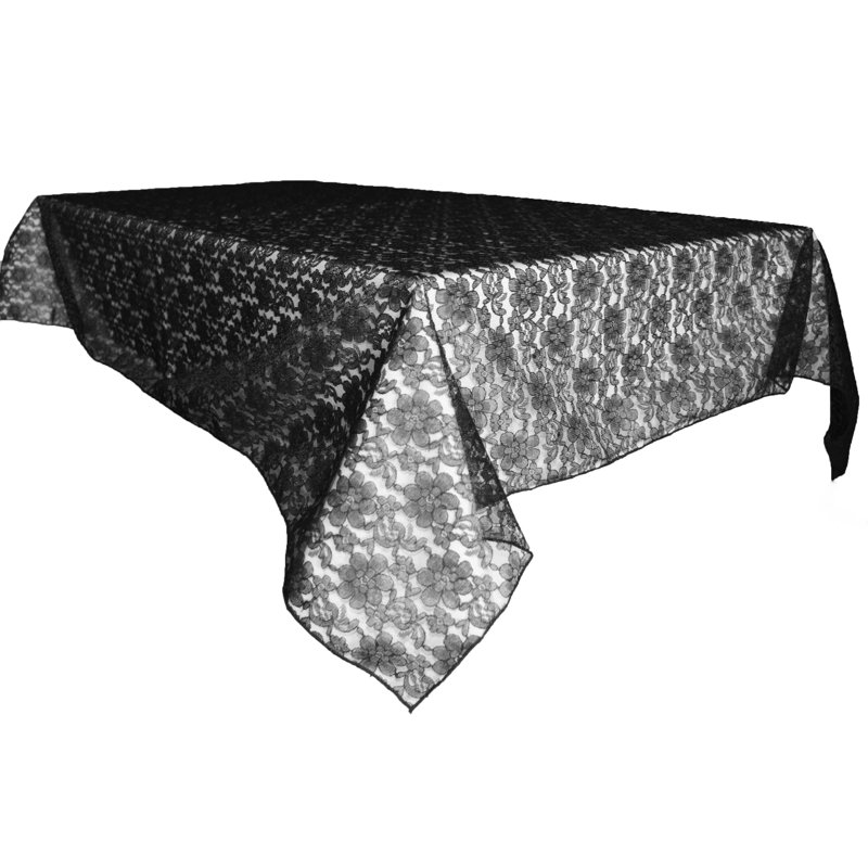 Floral Lace Overlay, 120" x 58", Black