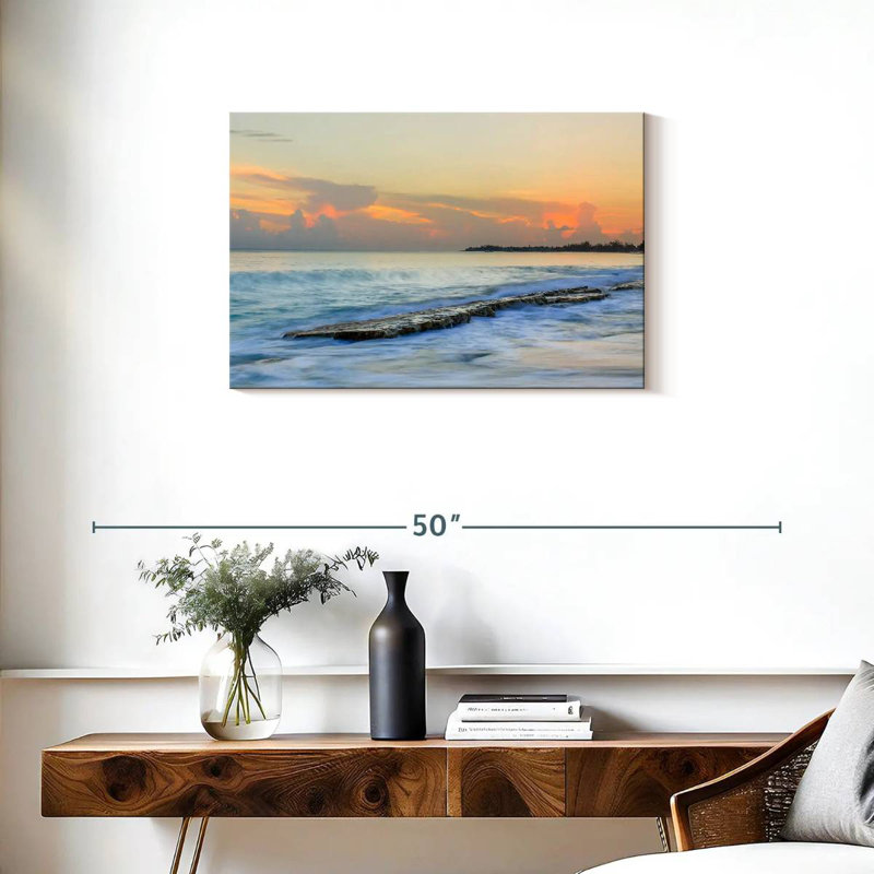 Gillard, crique de plage, vagues, H 20 po x l 30 po