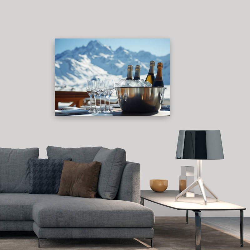 Mountain Celebration Elegant Abstract Contemporary Mountain Winter Wall Art Print by Pictufy Studio IV - Wrapped Canvas Print