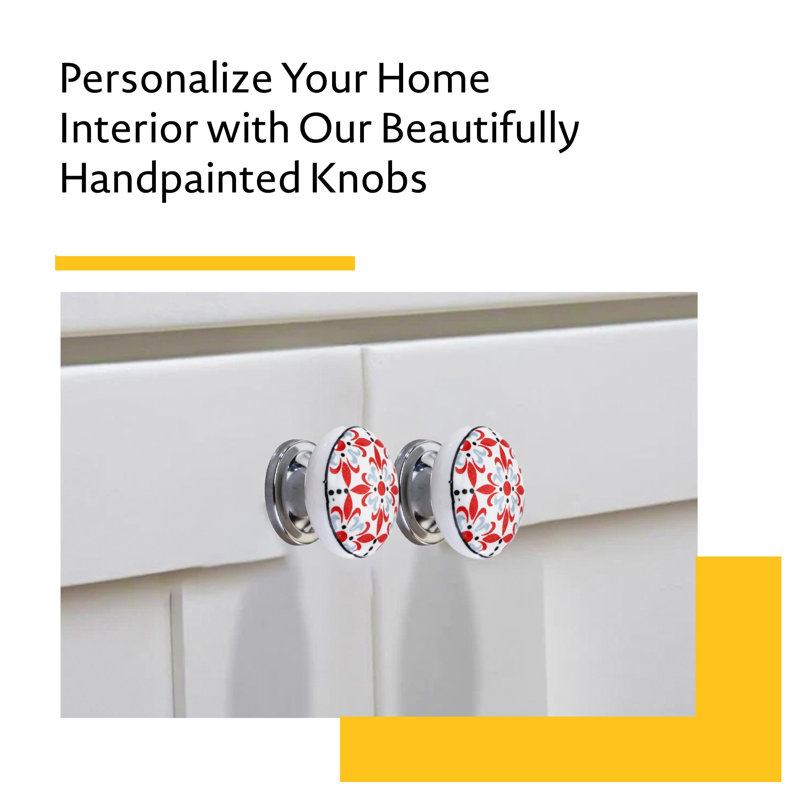 Hand-Painted Ceramic Round Cabinet Knobs with Mounting Hardware