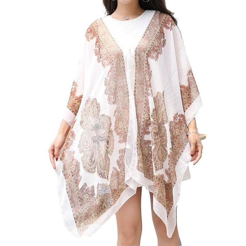 Peignoir en dentelle au genou, Blanc