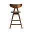 2 tabourets de comptoir Mid-Century 2 - gris foncé rembourrés et 2 pieds en bois d'hévéa