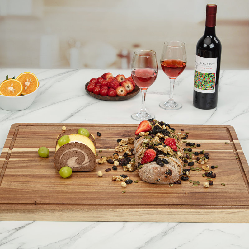 Grandes planches à découper en bois d'acacia épais pour la cuisine, 20 po x 15 po x 1,5 po