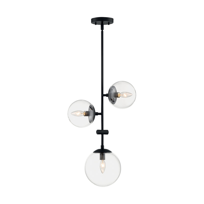 Arverne 3 - Light Dimmable Sputnik Modern Linear Chandelier, Matte Black