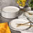 Gibson Home Oslo 8 Piece Porcelain Dinner Plate Set - Black Rim