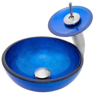 Novatto 12'' Glass Circular Bathroom Sink with Faucet