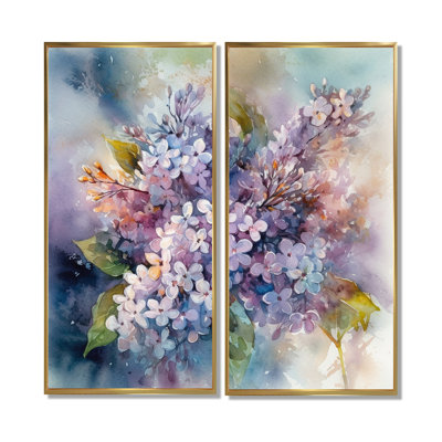 Mauve et vert lilas IV - lilas floral, art mural 2 panneaux