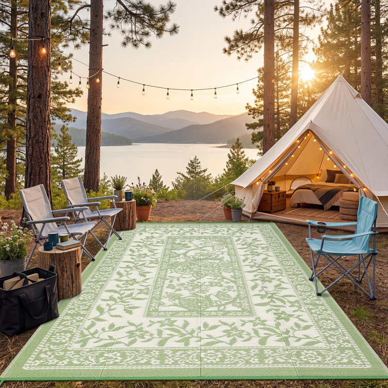 Reversible Outdoor Area Rug, Waterproof, Easy Clean, UV Resistant Patio Mat, Washable Garden Carpet for Beach, Porch, Backyard