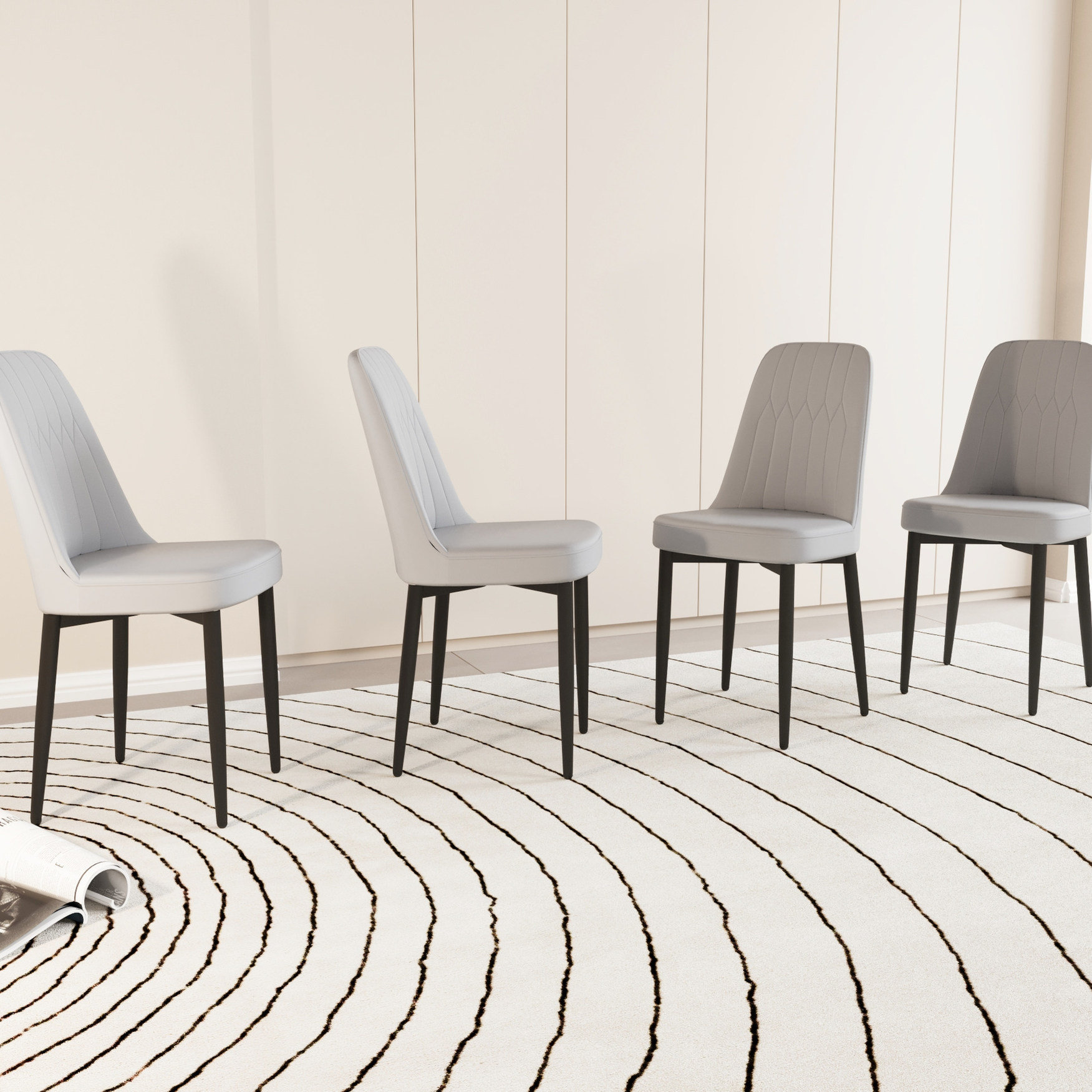Latitude Run® Modern Pu Leather Dining Chairs Of 4, With Cushioned ...