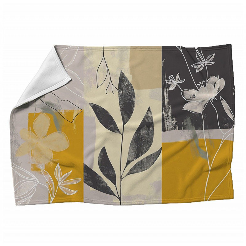 Trendy Floral Plush Throw Blanket, Throw