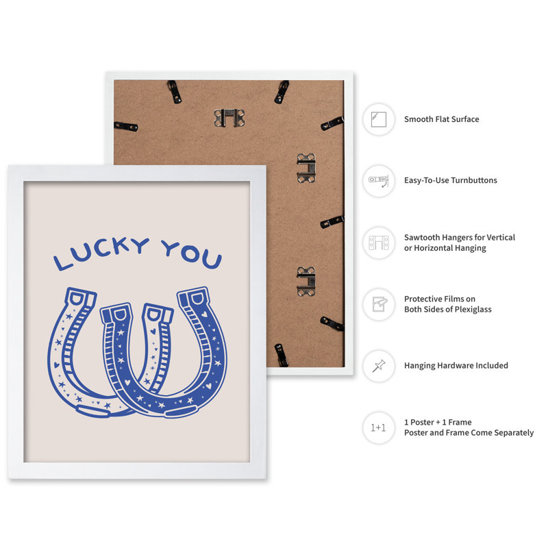 Bleu Lucky You, Affiche, H 24 po x l 32 po, Encadrement blanc