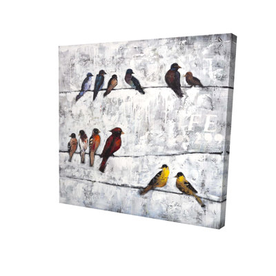 Toile d'oiseaux colorés - art de chambre bleu | Décoration intérieure
