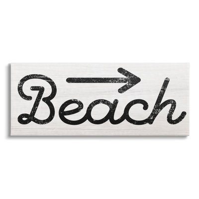 " Weathered Beach Direction Sign Rustic Arrow Symbol " Textual Art Print