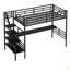 Structure de lit mezzanine en métal avec bureau, aucun sommier nécessaire, simple