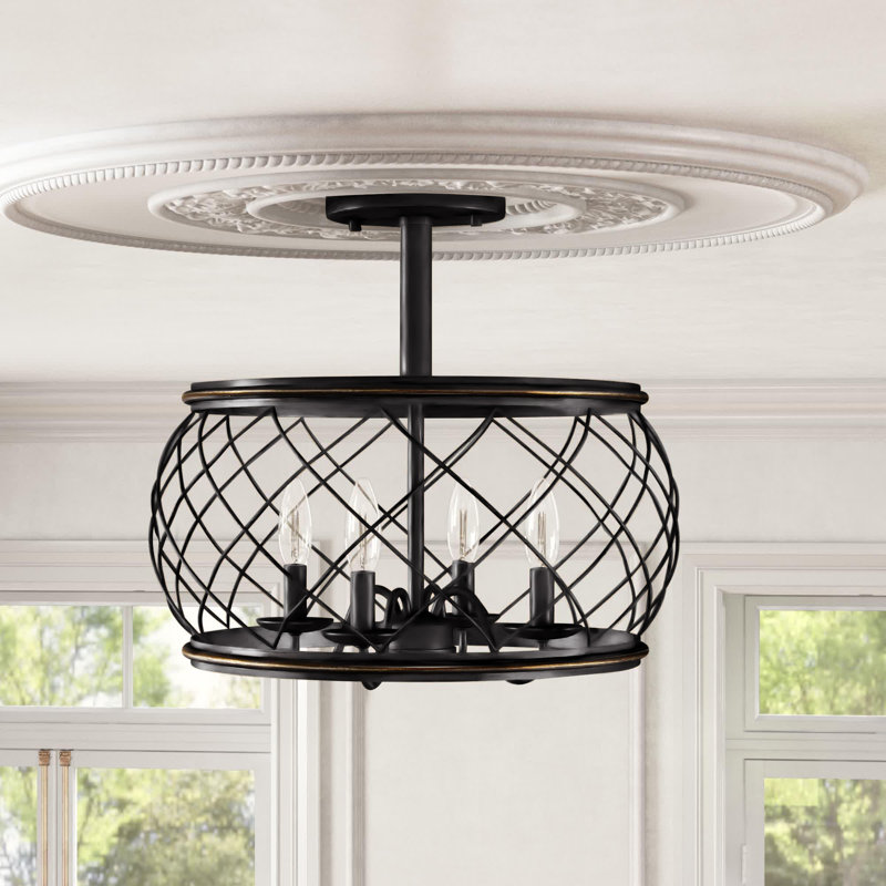 Arton 4 - Plafonnier semi-encastré de 17,5 po L, Bronze palladien