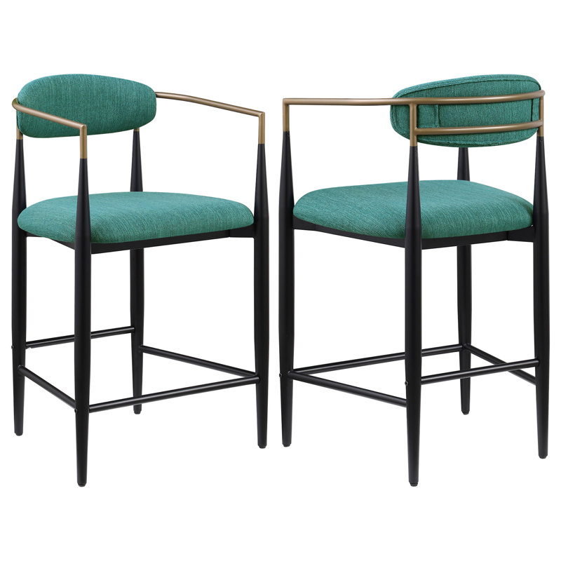 Chaise de comptoir rembourrée en tissu vert Renfroe (sans la table), Vert, Tabouret de comptoir (siège d'une hauteur de 25 p