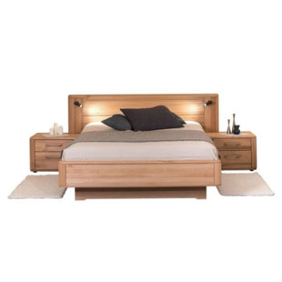 Bluford Solid Beech Wood Bed Set With 2 Storage Drawers - Eco-friendly Elegance For Any Bedroom
