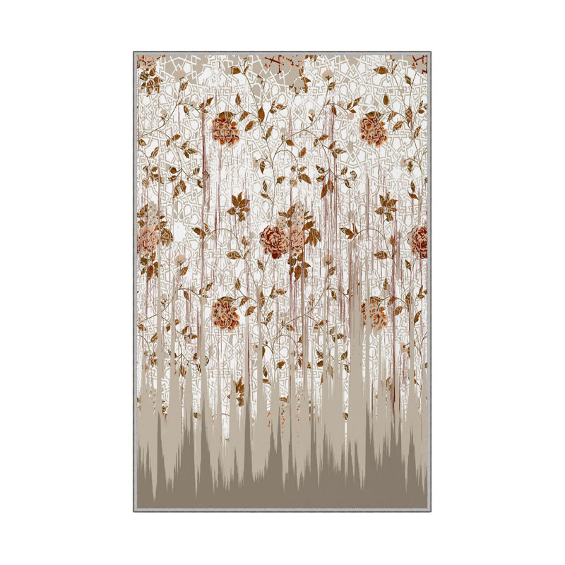 Tapis luxueux 100% polyester 5,2 x 7,5 pi, hauteur des poils de 0,4 po | Antibactérien, points antidérapants en PVC, lavable à la machine | Élégante impression numérique en 3D, parfaite pour le décor du salon et de la chambre à coucher