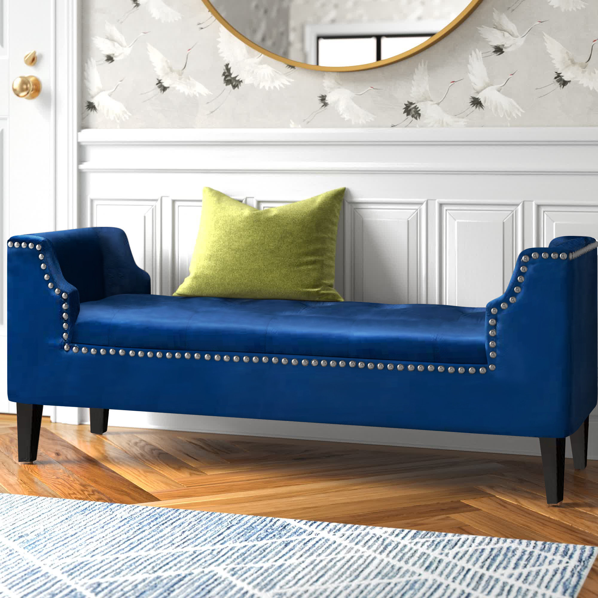 Regal Tufted Cushion Wood Bench