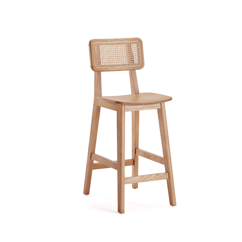 Versailles Counter Stool with Solid Wood Frame, 1, Natural Wood