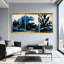 Ensemble de 3 impressions sur toile Blue Coral Waves avec accents dorés-1978800178