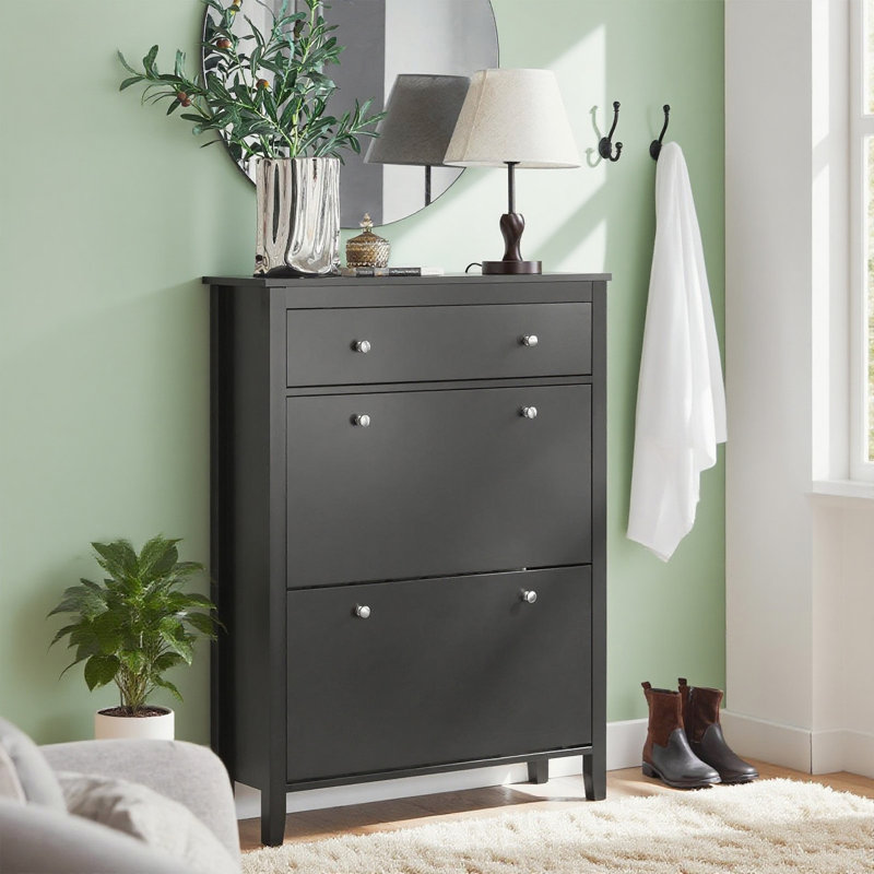 12 Pair Shoe Storage Cabinet, Black