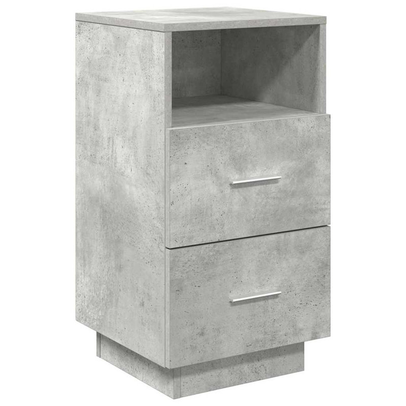 Kizzie 36cm W Manufactured Wood Bedside Table, Concrete Grey, Set of 2