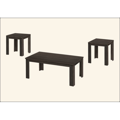 Ensemble de table, ensemble de 3 pièces, café, bout, côté, décor, salon, stratifié noyer, transitionnel