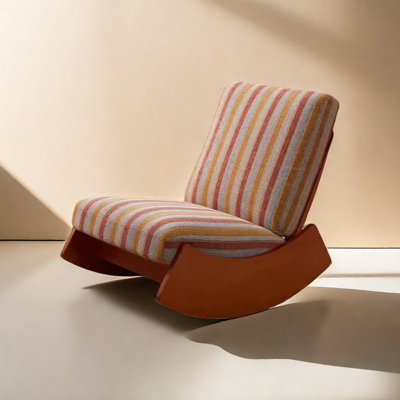 Chaise berçante rayée en coton et lin