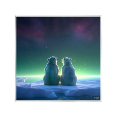 Art mural, ours polaires et aurores boréales par RB