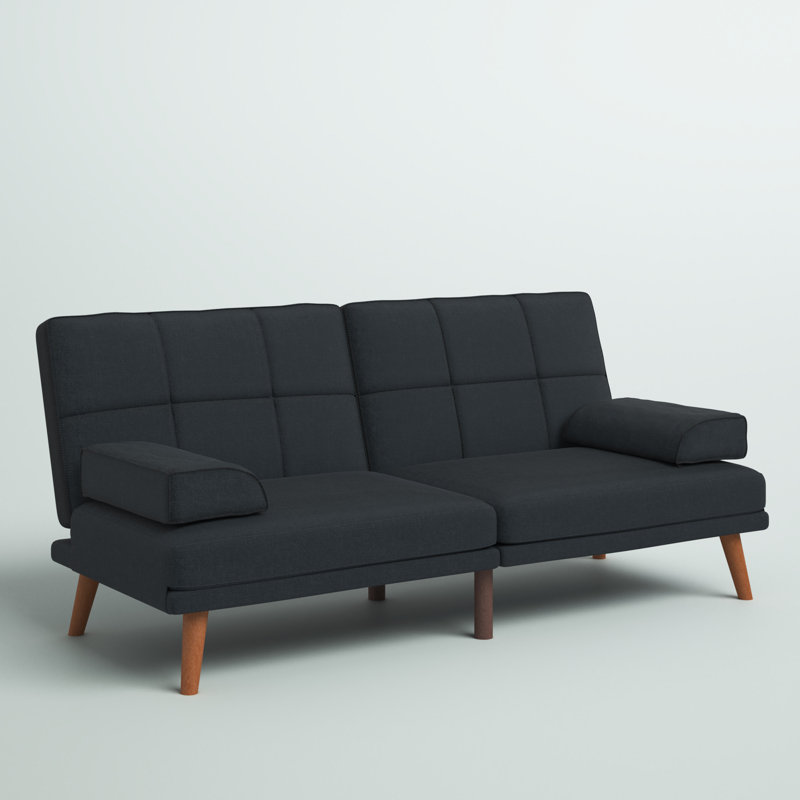 Canapé rembourré 71 po Willaurie, Microfibre noire / microsuède