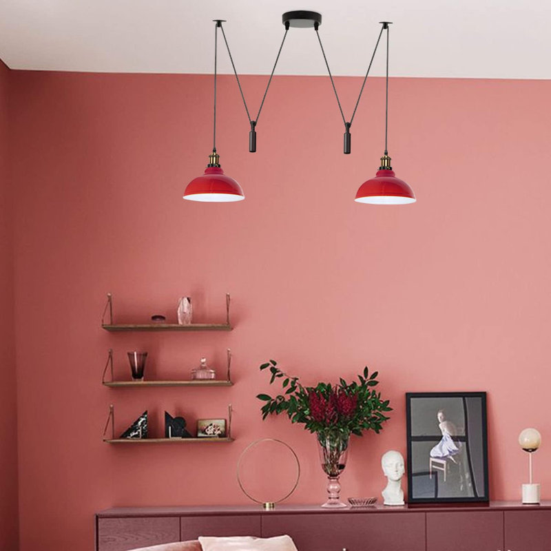 2 - Light Dome Pendant, Red