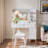 Modern Makeup Vanity Desk Set With Stool, Led Lights & Mirror, 4 Drawers, Unique Fluted Waveform Panels And Open Shelves-1674398277
