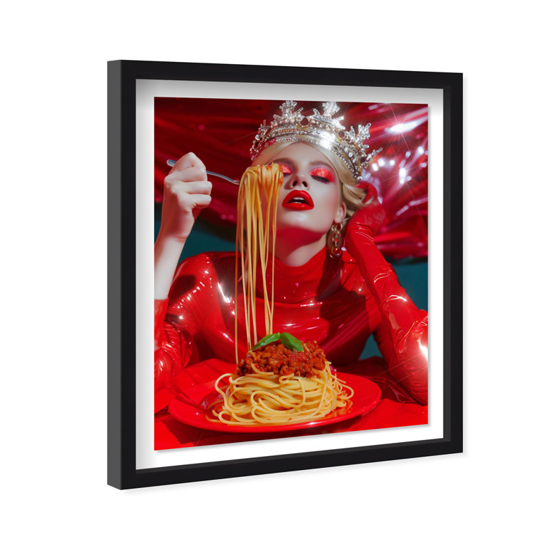 Oliver Gal Holy Pasta Fashion and Glam - Glitter Framed Shadowbox Art, Black, 31.5" H x 25.5" W
