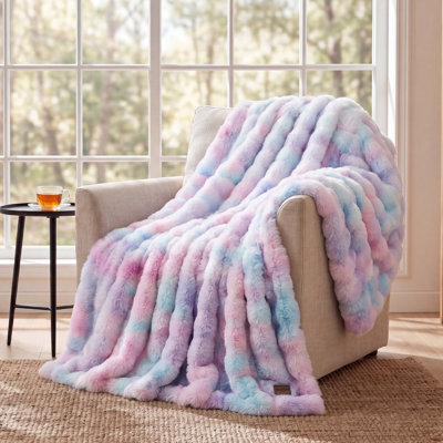 Couverture en fausse fourrure à bulles 480 g / m², grand moelleux moelleux, canapé douillet et housse de lit, lilas pastel