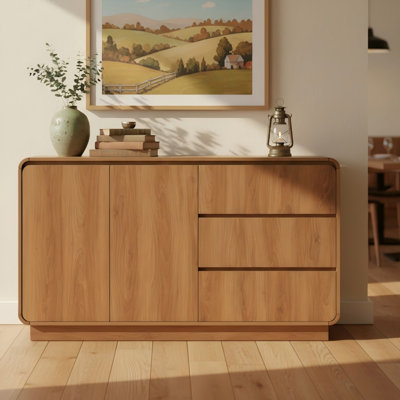 Tarazon Modern Wooden Storage Sideboard Cabinet with 2 Doors and 3 Drawers