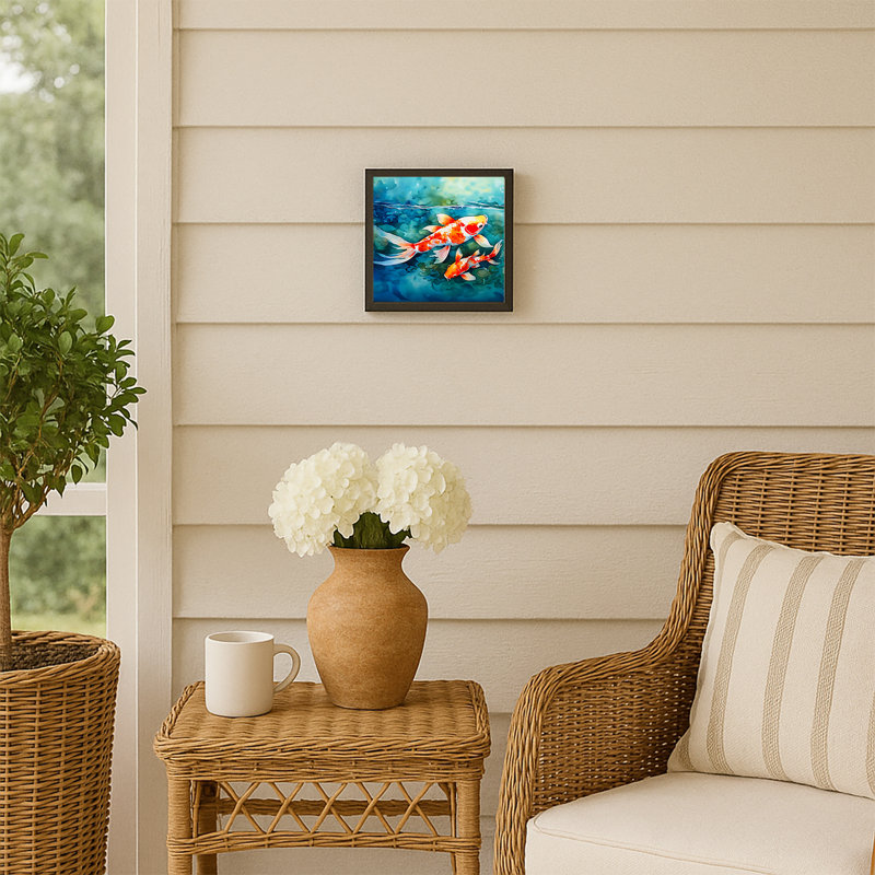 Koi Fish Framed Metal Print