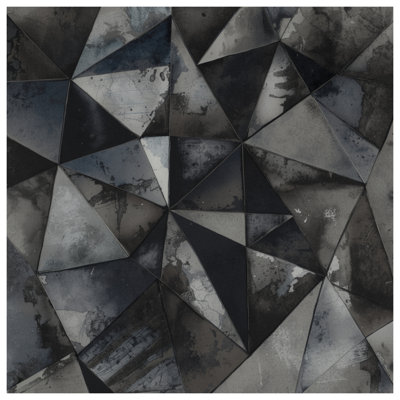 Geometric Black Gray Triangles Bath Mat